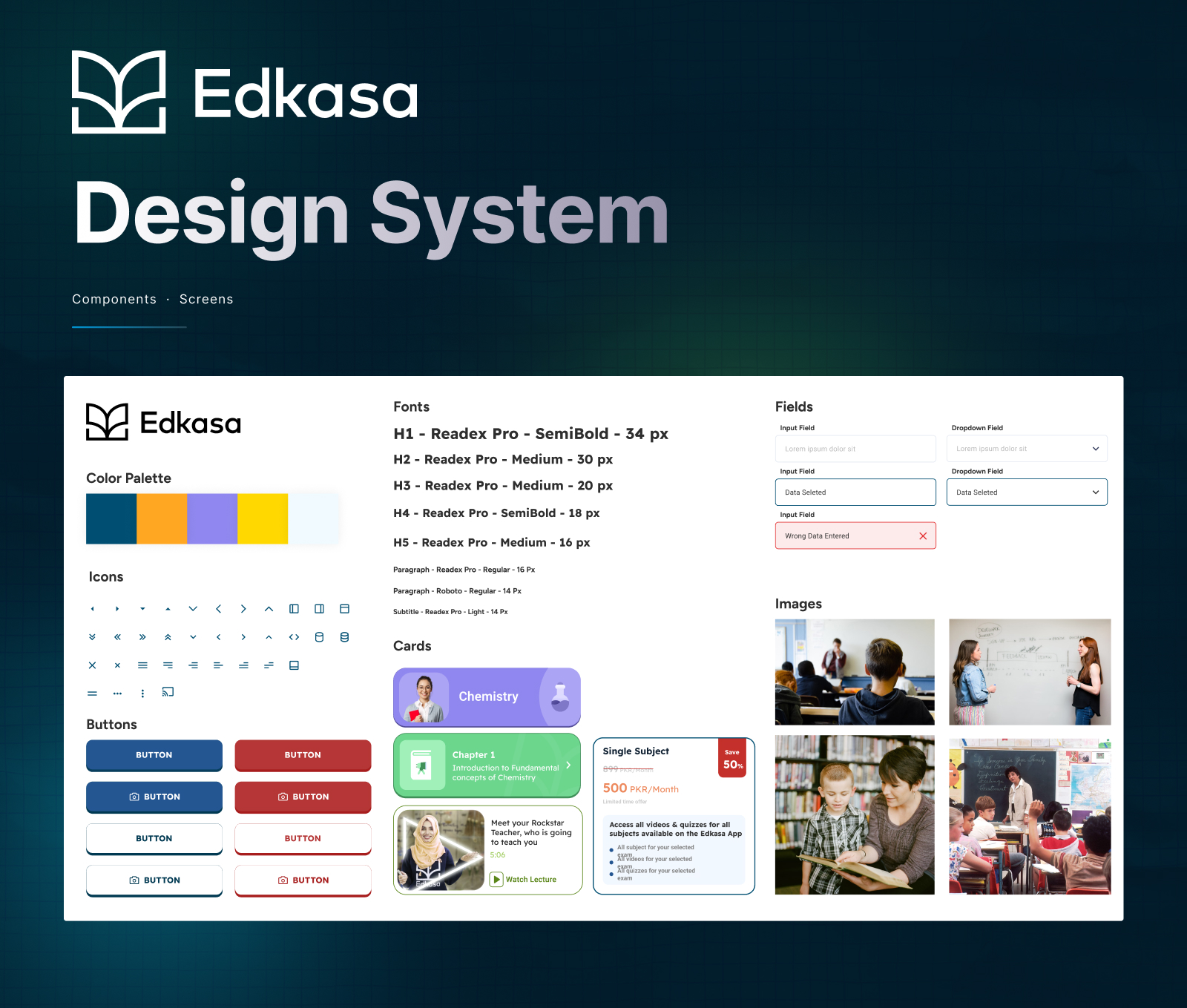 Edkasa design system foundations: color, typography, and components