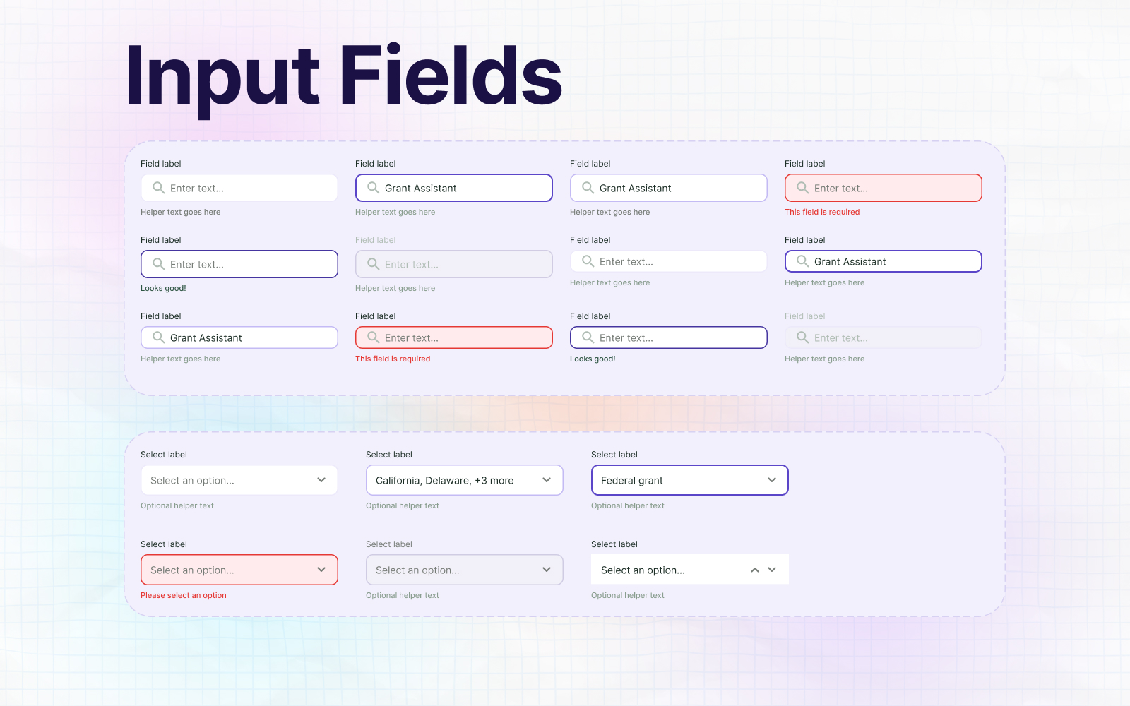 Overview of the 50+ component library in Figma